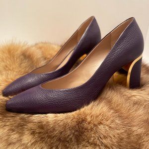 Chloe Becky Beckie Purple Leather Metal Trim Pumps